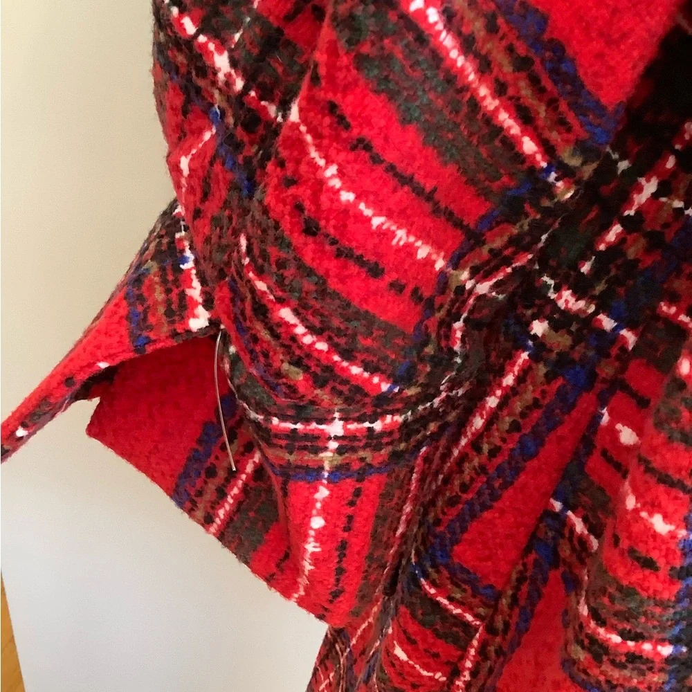 Damee Women's Size L Red Plaid Designer Dress Blazer NWOT - Picture 3 of 6